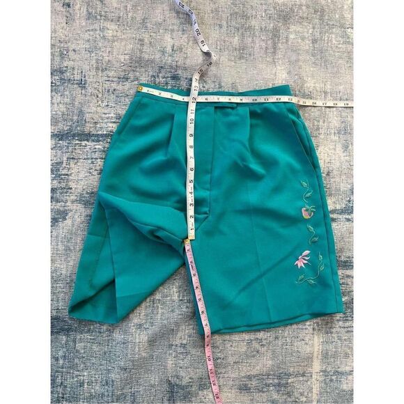 Vintage David Smith Teal Embroidered Floral Strawberry Shorts Size 6 - Picture 4 of 6